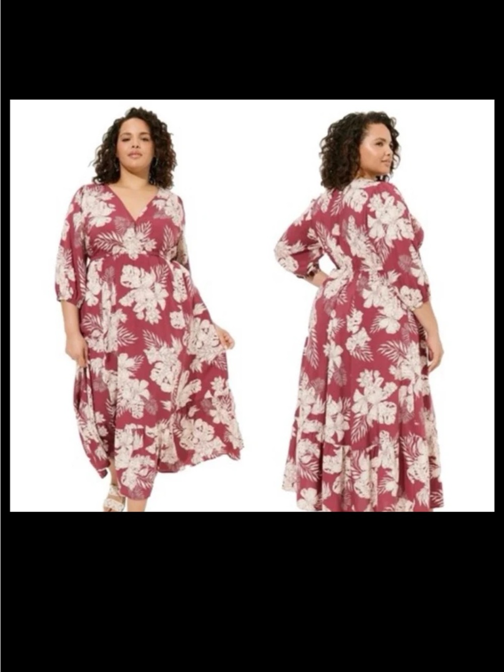 Torrid Maxi Challis Tiered V-Neck Dress in Maeve/Ivory size 1 or 1XL